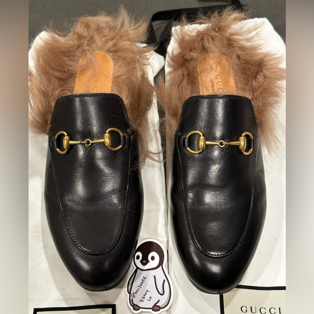 GUCCI Black Horsebit Slip-On Princetown Loafers - size 37 - Picture 2 of 14